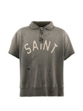 Saint Mxxxxxx Distressed Cotton Logo Polo — Gray