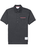 Thom Browne RWB Stripe Patch Polo — Anthracite Grey