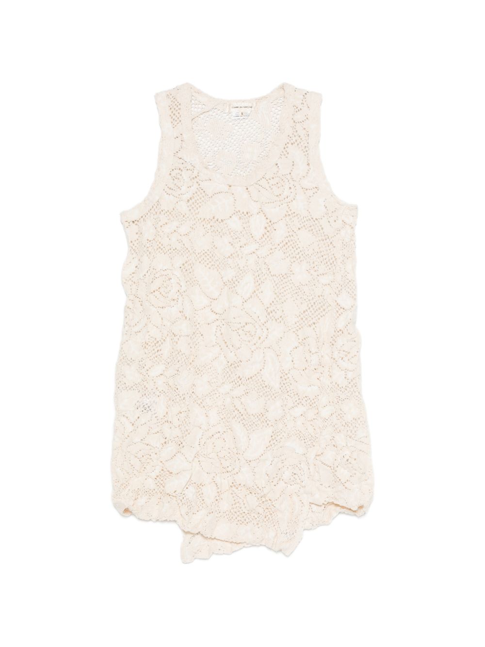 Comme Des Garcons Floral-Lace Cotton Blend Tank Top — Cream