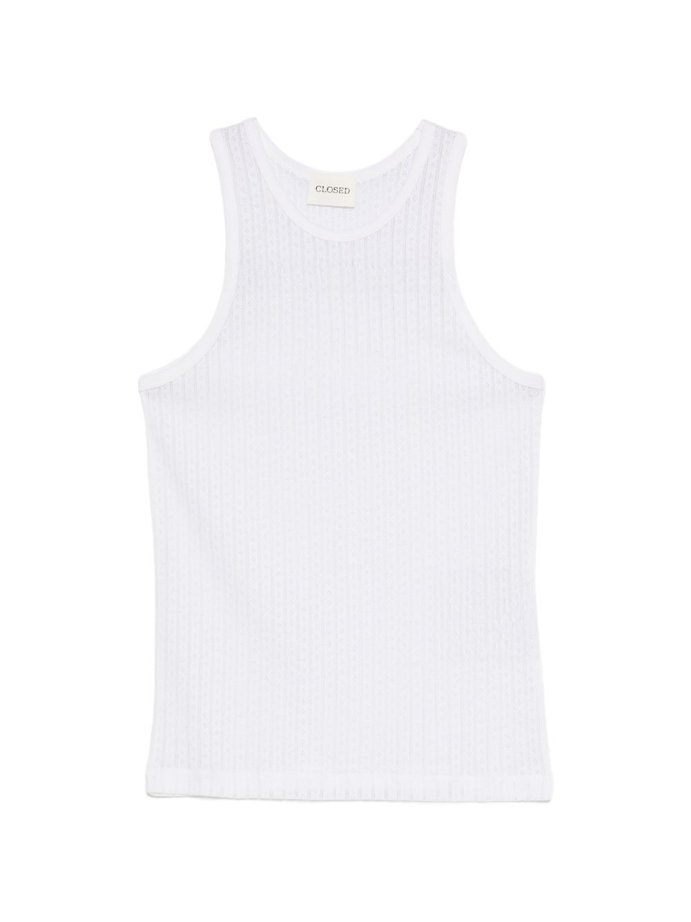Closed Pointelle-Knit Cotton Tank Top — White