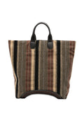 Emporio Armani Striped Canvas Tote Bag — Brown