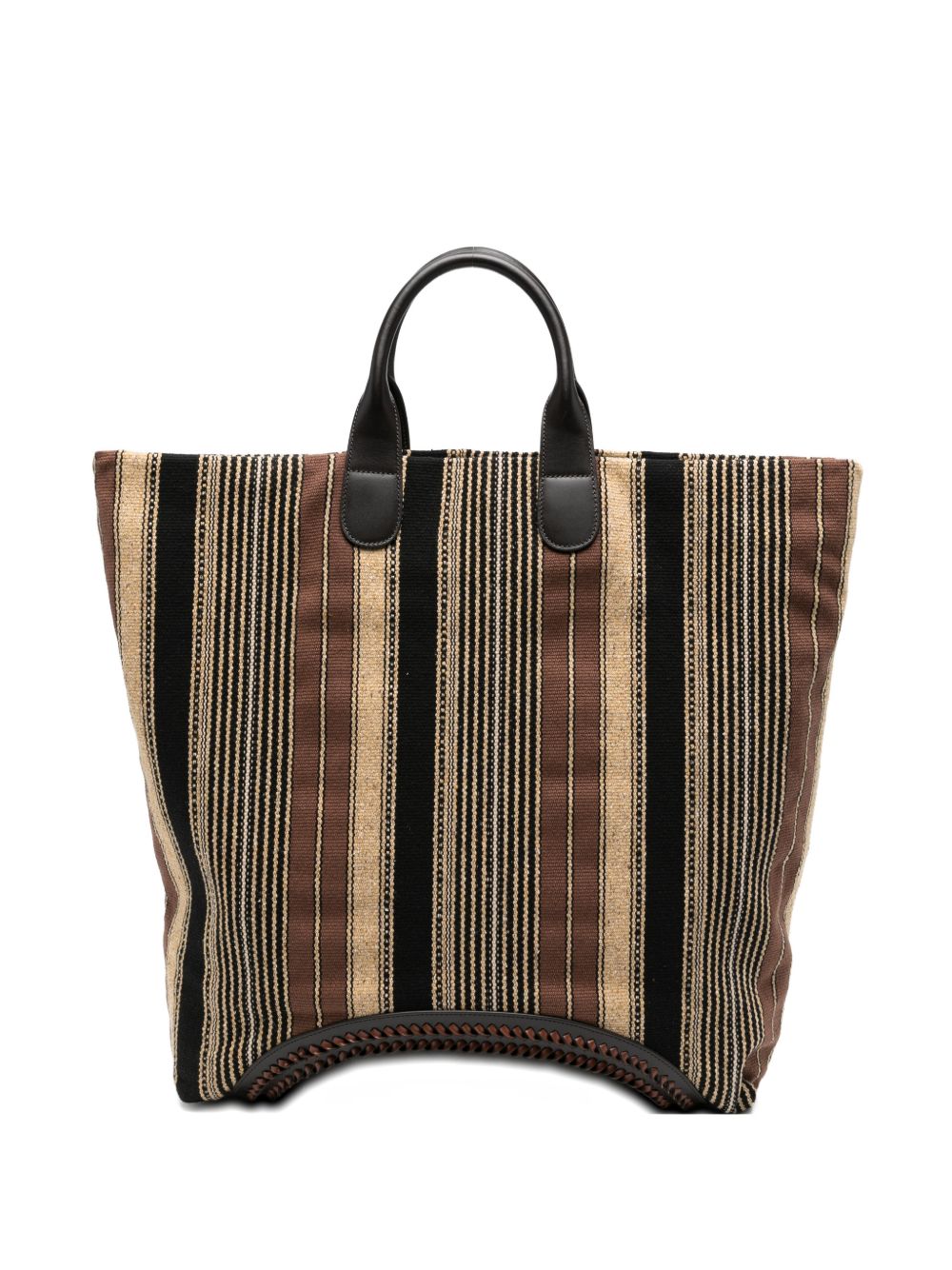 Emporio Armani Striped Canvas Tote Bag — Brown