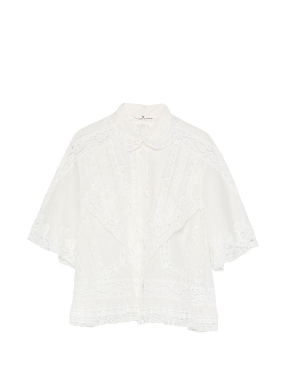Ermanno Scervino Lace-Trimmed Cotton-Silk Blouse — White