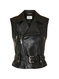 Saint Laurent Leather Biker Vest — Black