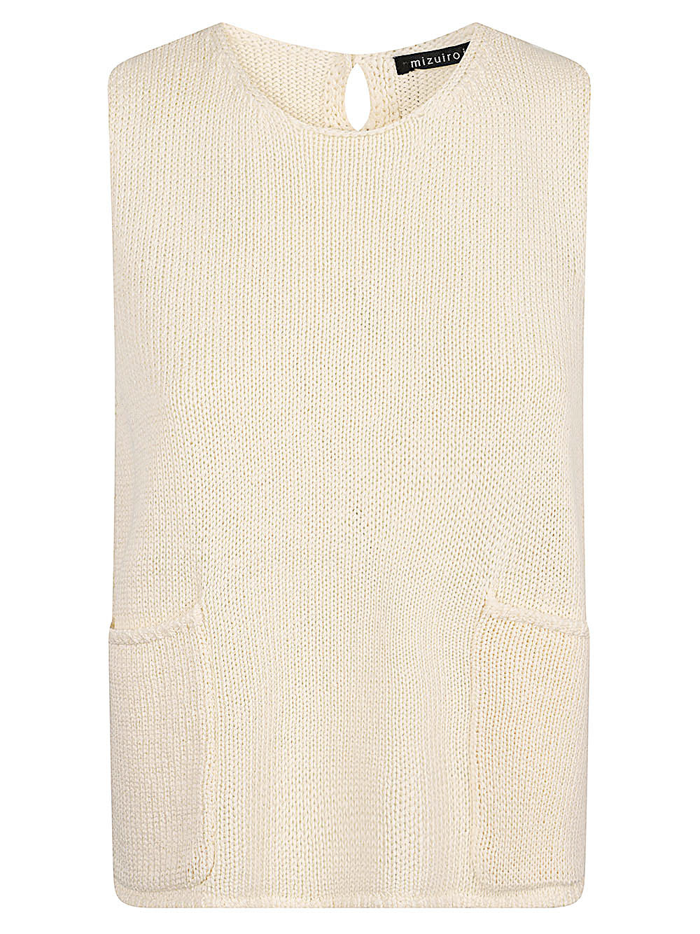 MIZUIRO Textured Cotton Knit Tank Top — Cream