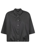 MIZUIRO Balloon-Sleeve Cotton Shirt — Black