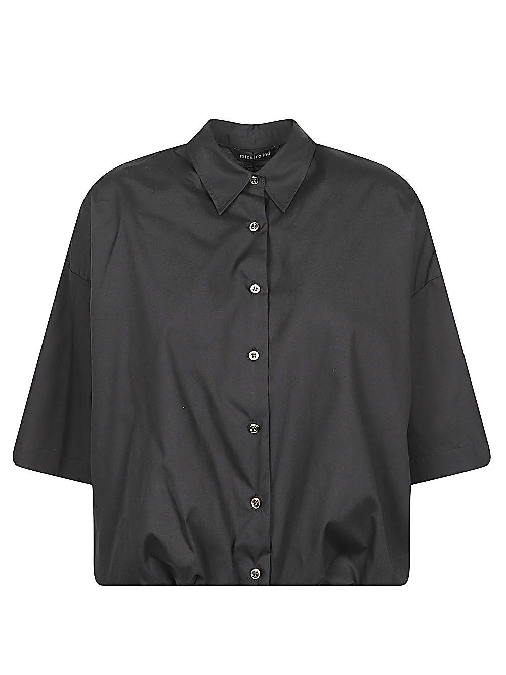MIZUIRO Balloon-Sleeve Cotton Shirt — Black