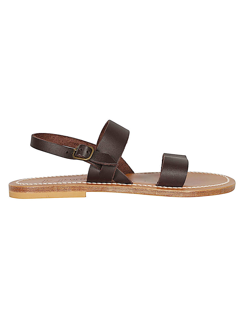 K Jacques St Tropez Leather Strappy Sandals — Brown
