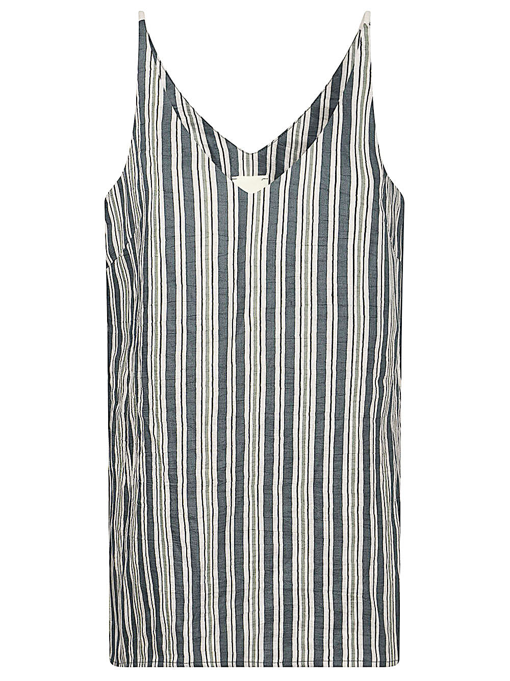 032C Striped Linen-Blend Tank Top — Grey