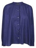 MIZUIRO Stand-Collar Cotton Shirt — Navy