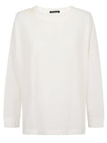 MIZUIRO Textured Crewneck Sweater — White