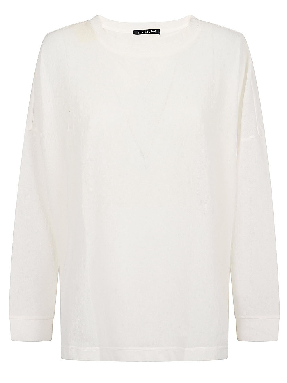 MIZUIRO Textured Crewneck Sweater — White