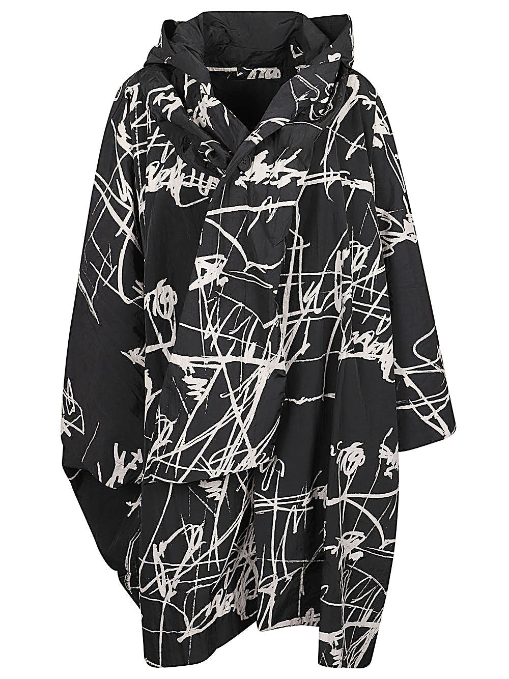 MOYURU Printed Abstract Blouson Coat — Black