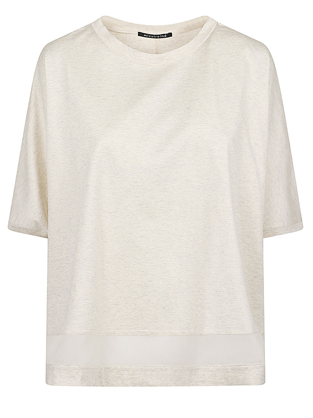 MIZUIRO Mesh-Panel Cotton T-shirt — Cream