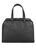 MIZUIRO Leather Boston Top Handle Bag — Black
