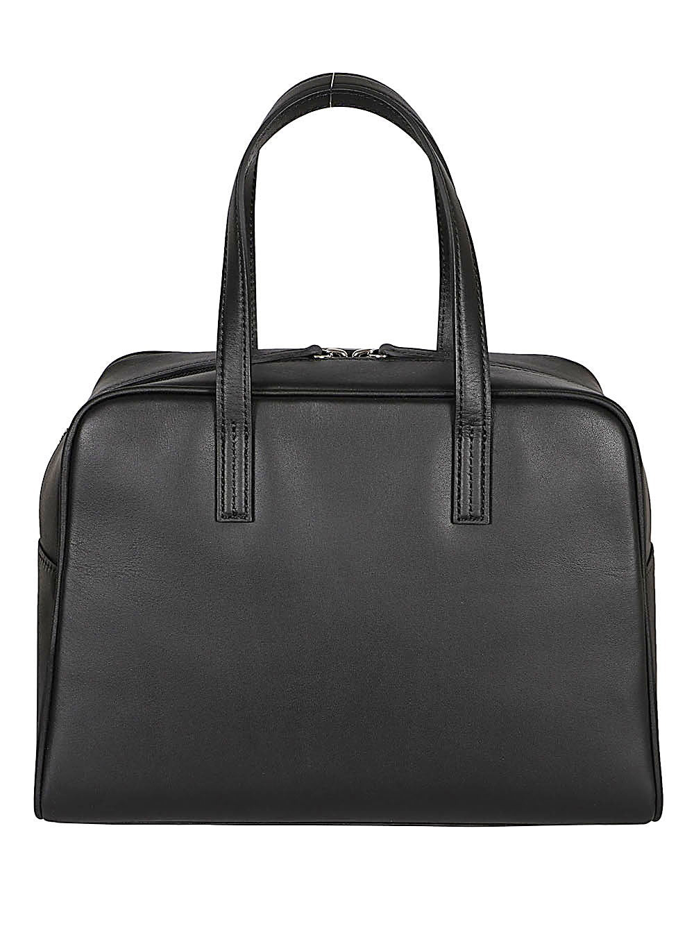 MIZUIRO Leather Boston Top Handle Bag — Black