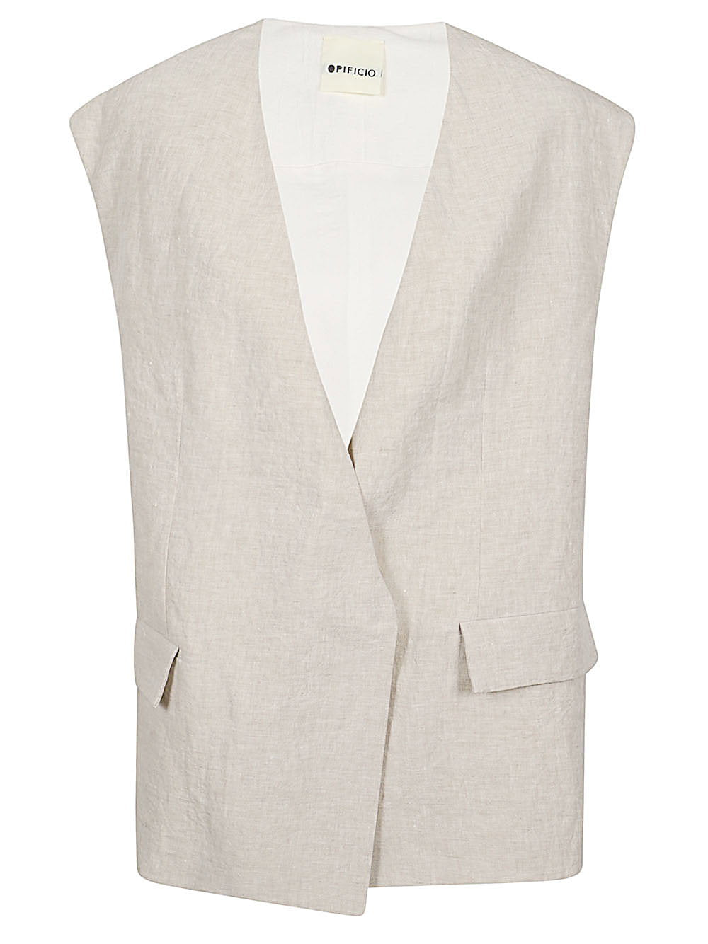 032C Linen Vest — Beige