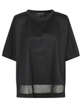 MIZUIRO Mesh-Panel Cotton T-Shirt — Black