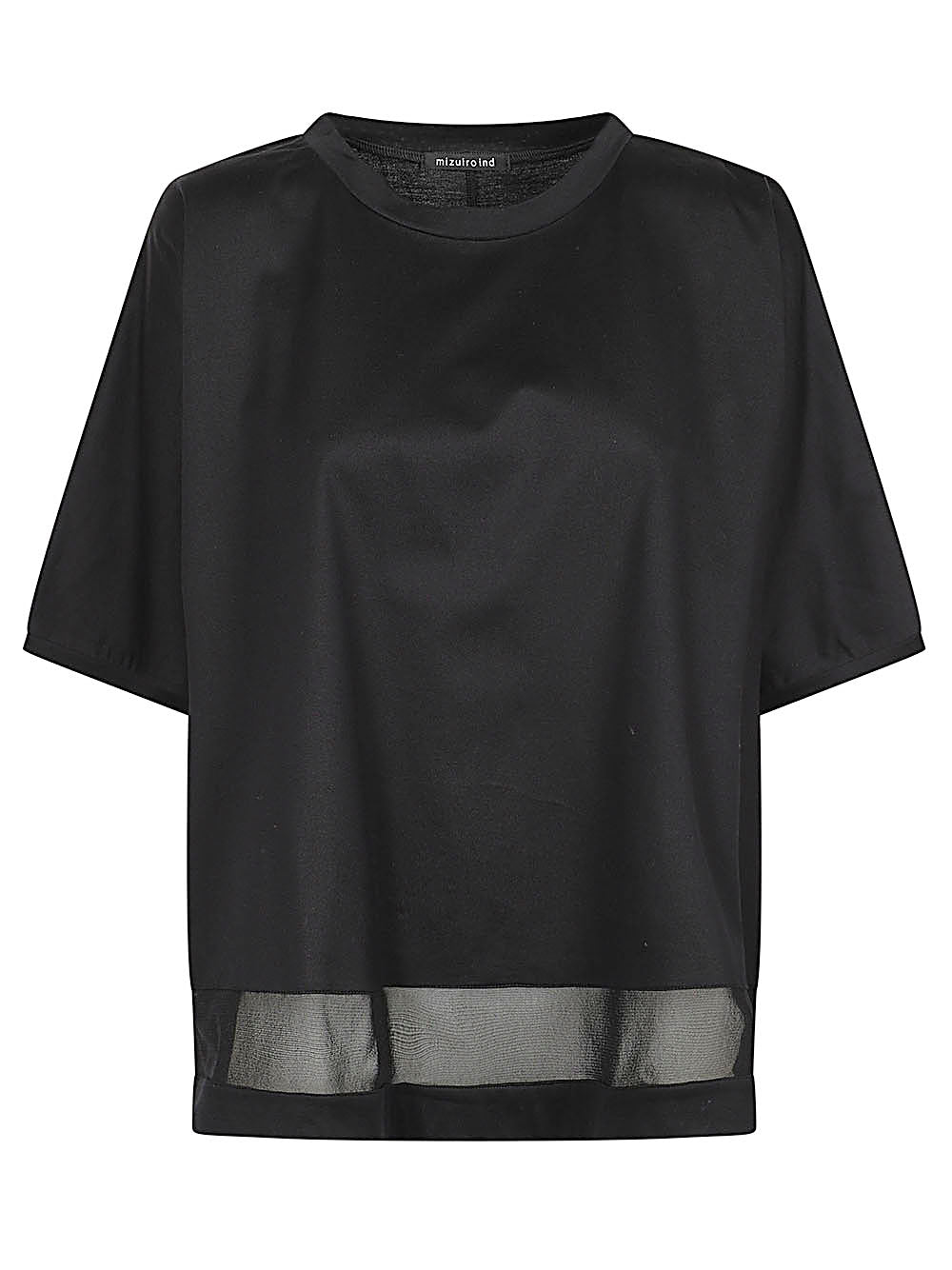 MIZUIRO Mesh-Panel Cotton T-Shirt — Black