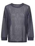MIZUIRO Crew Neck Pullover Sweater — charcoal