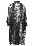 MOYURU Embroidered Sheer Cardigan — Black