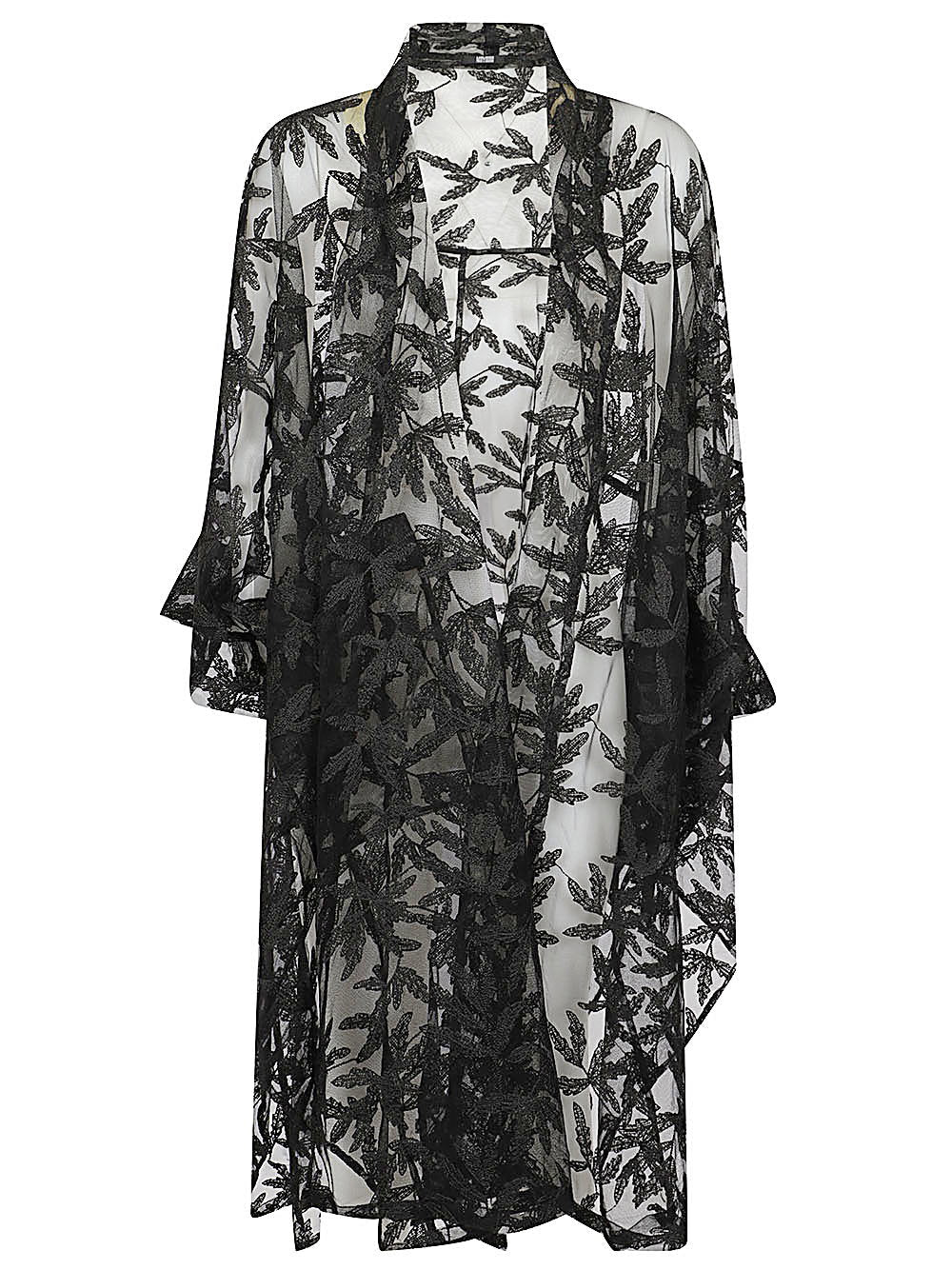 MOYURU Embroidered Sheer Cardigan — Black