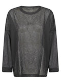 MIZUIRO Textured Crewneck Sweater — Charcoal