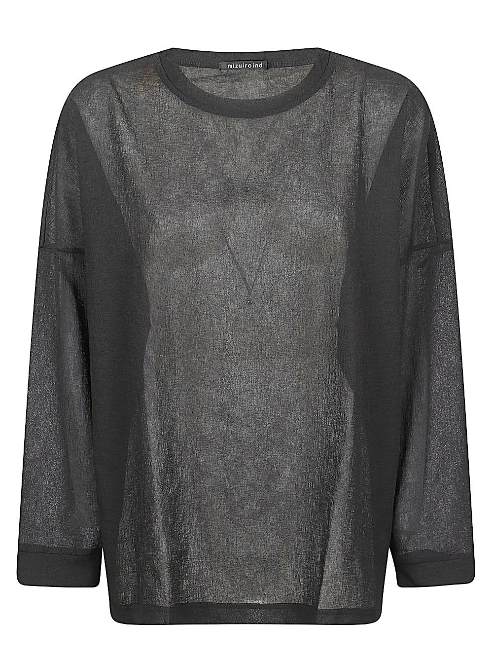 MIZUIRO Textured Crewneck Sweater — Charcoal