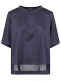 MIZUIRO Mesh-Panel Cotton T-shirt — Navy