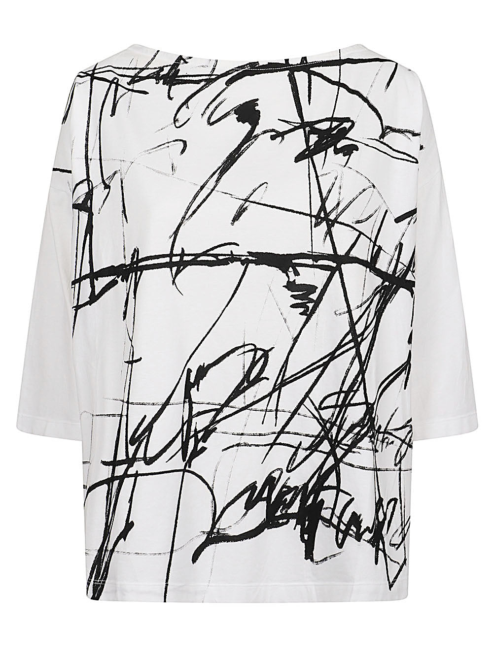 MOYURU Abstract Printed Cotton Sweater — White