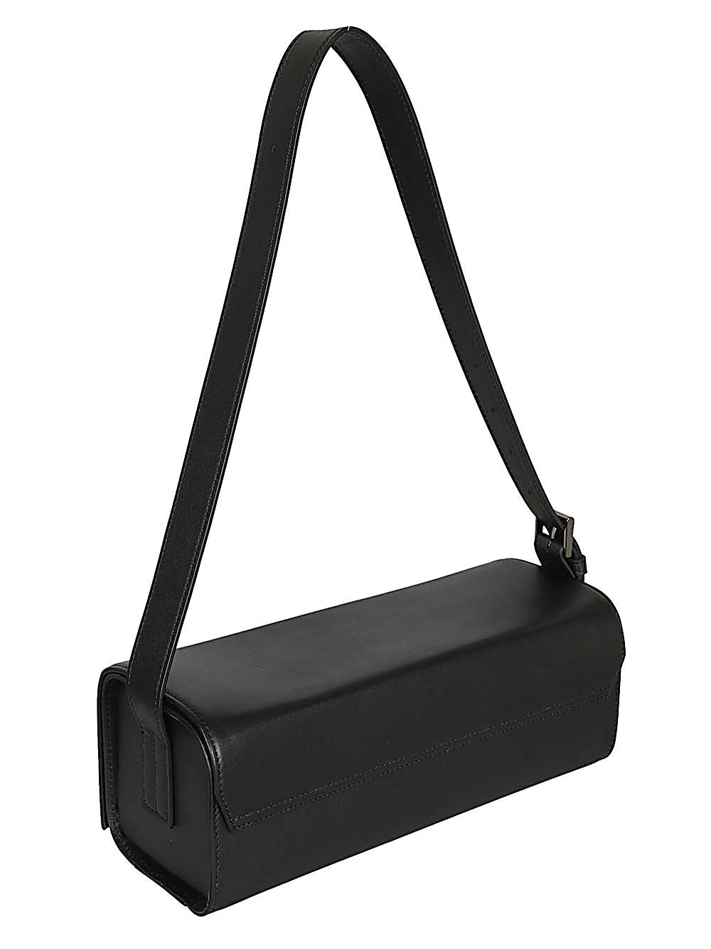 MIZUIRO Leather Rectangular Shoulder Bag — Black