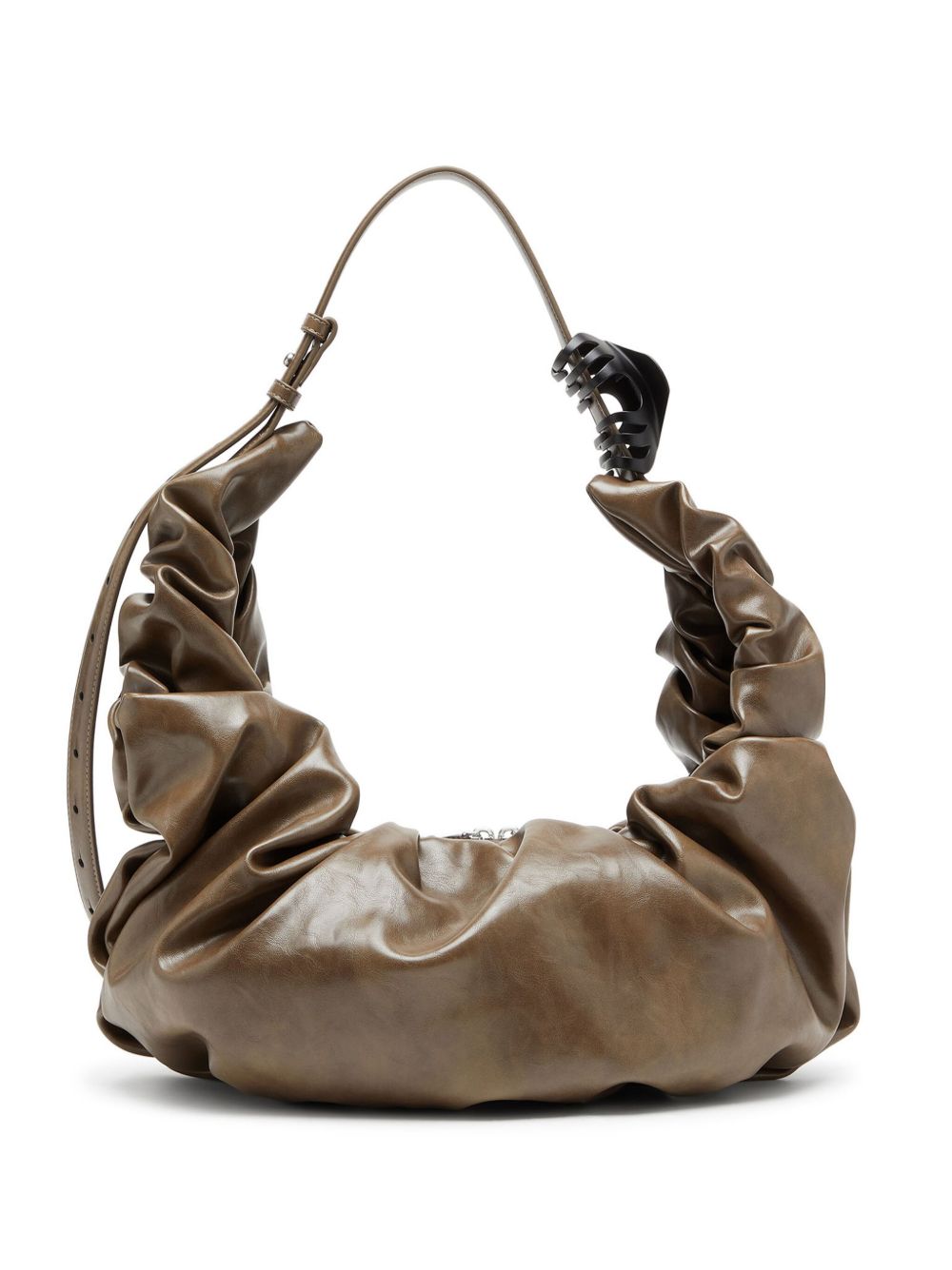 Diesel Gathered Leather Hobo Bag — Taupe
