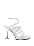 Sergio Rossi Glittered Multi-Strap Heel Sandal — Silver