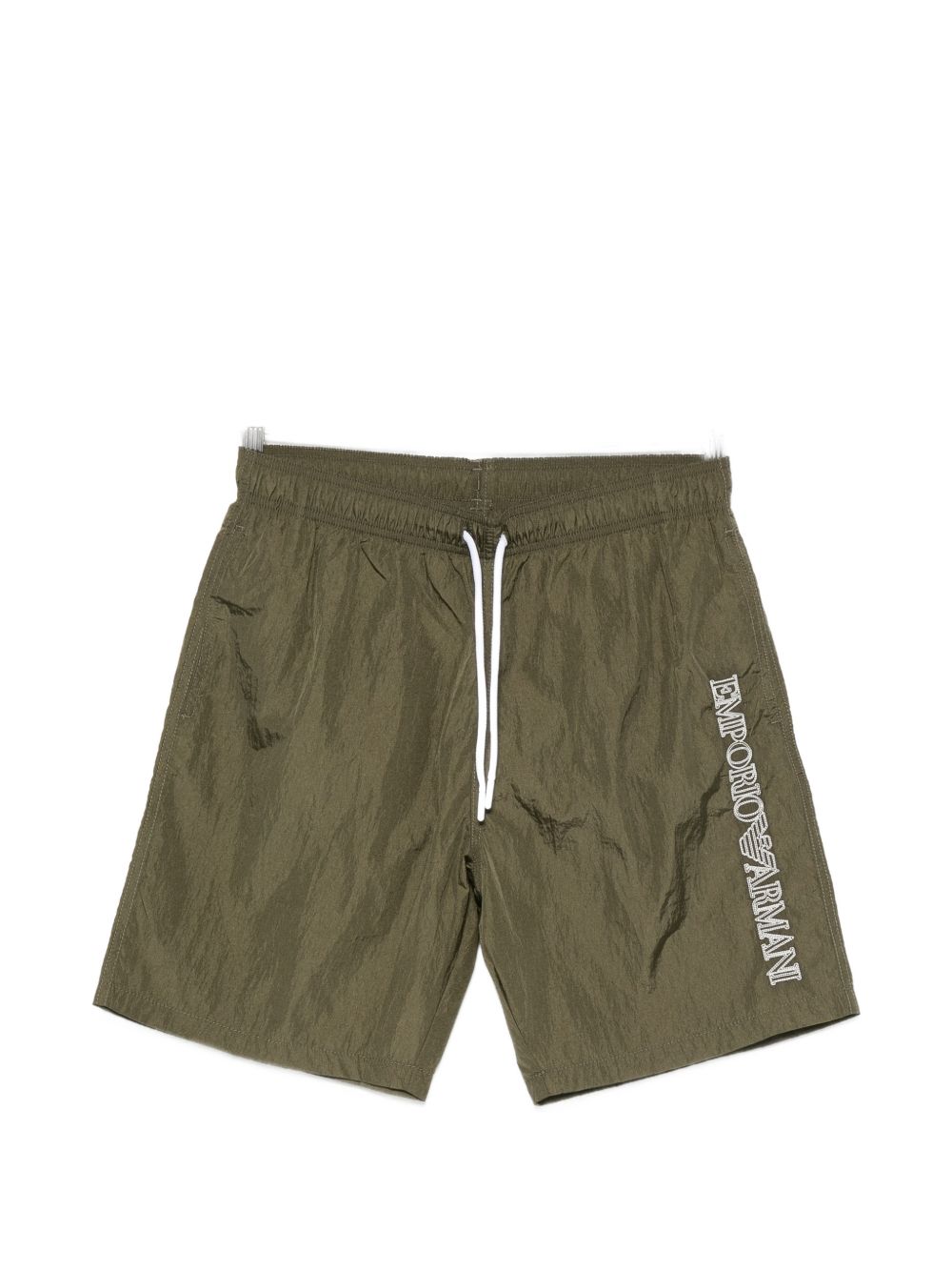 Emporio Armani Crinkled Nylon Shorts — Military Green
