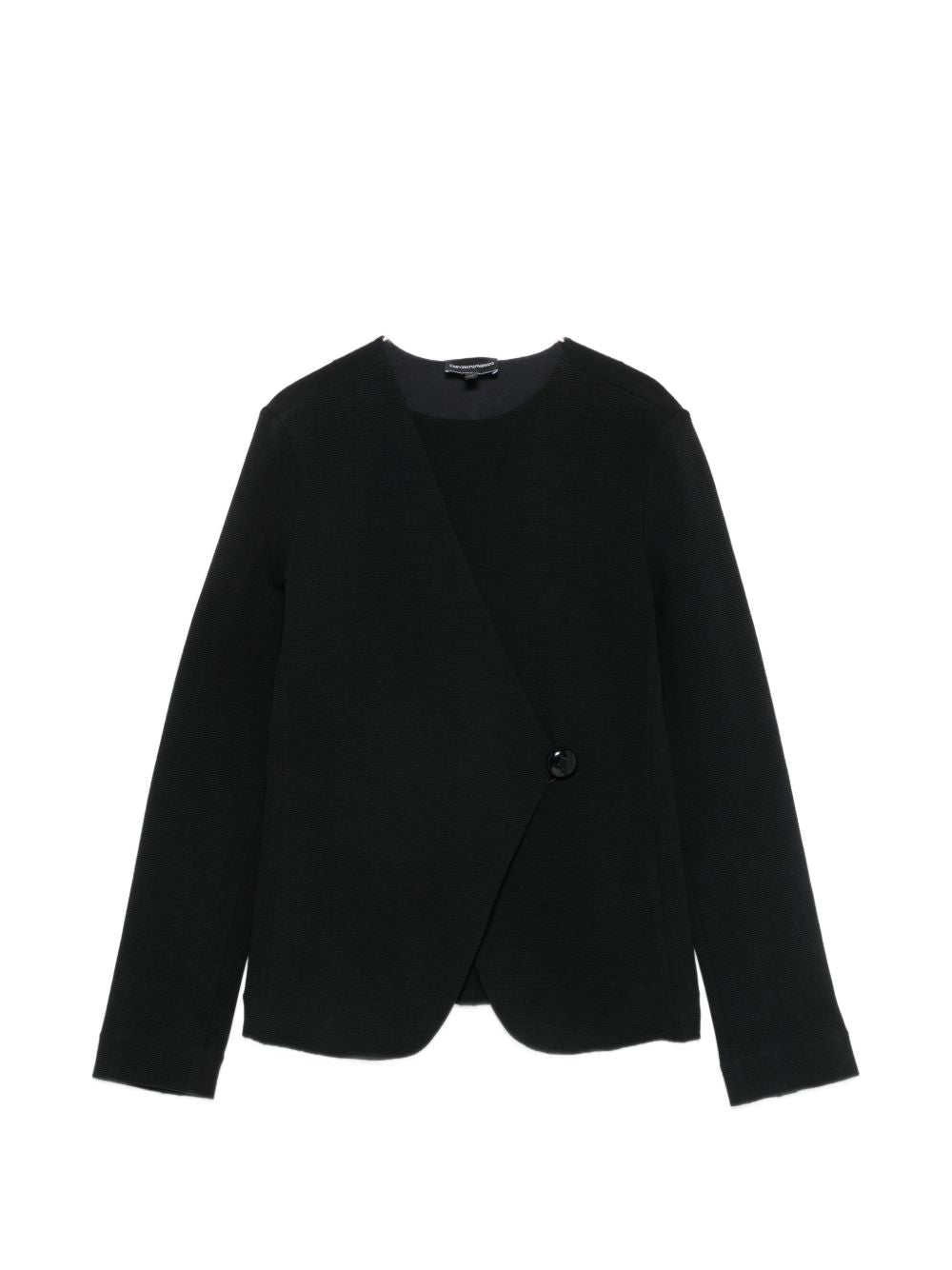 Emporio Armani Asymmetric Cotton Blazer — Black