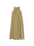 Emporio Armani Crinkled Linen Halterneck Dress — Olive