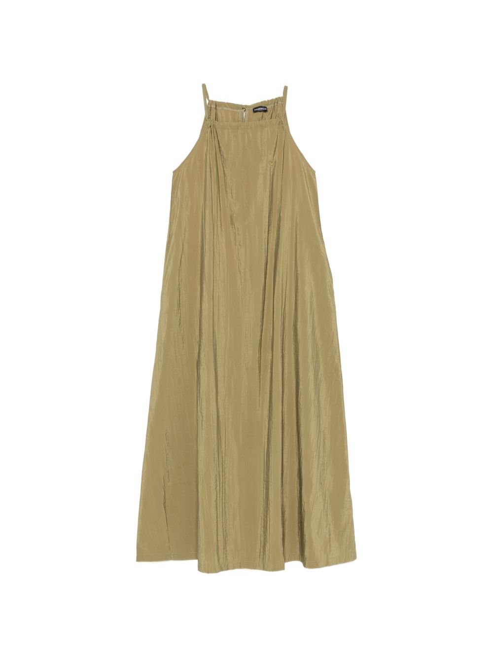 Emporio Armani Crinkled Linen Halterneck Dress — Olive