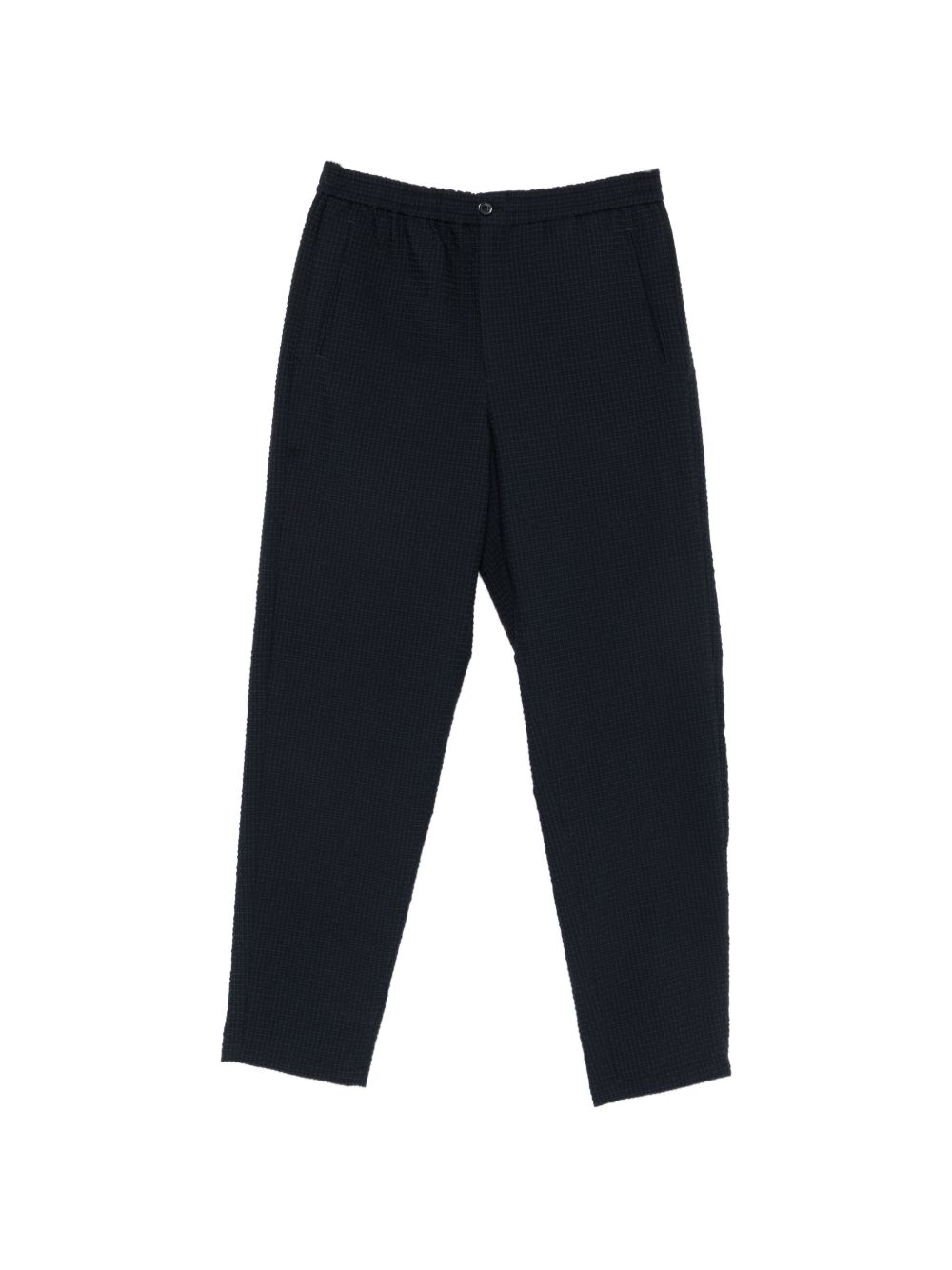 Emporio Armani Seersucker Textured Trousers — Navy