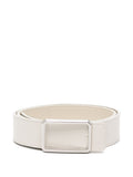 MAISON BOINET Leather with Rectangular Buckle Belt — Ivory