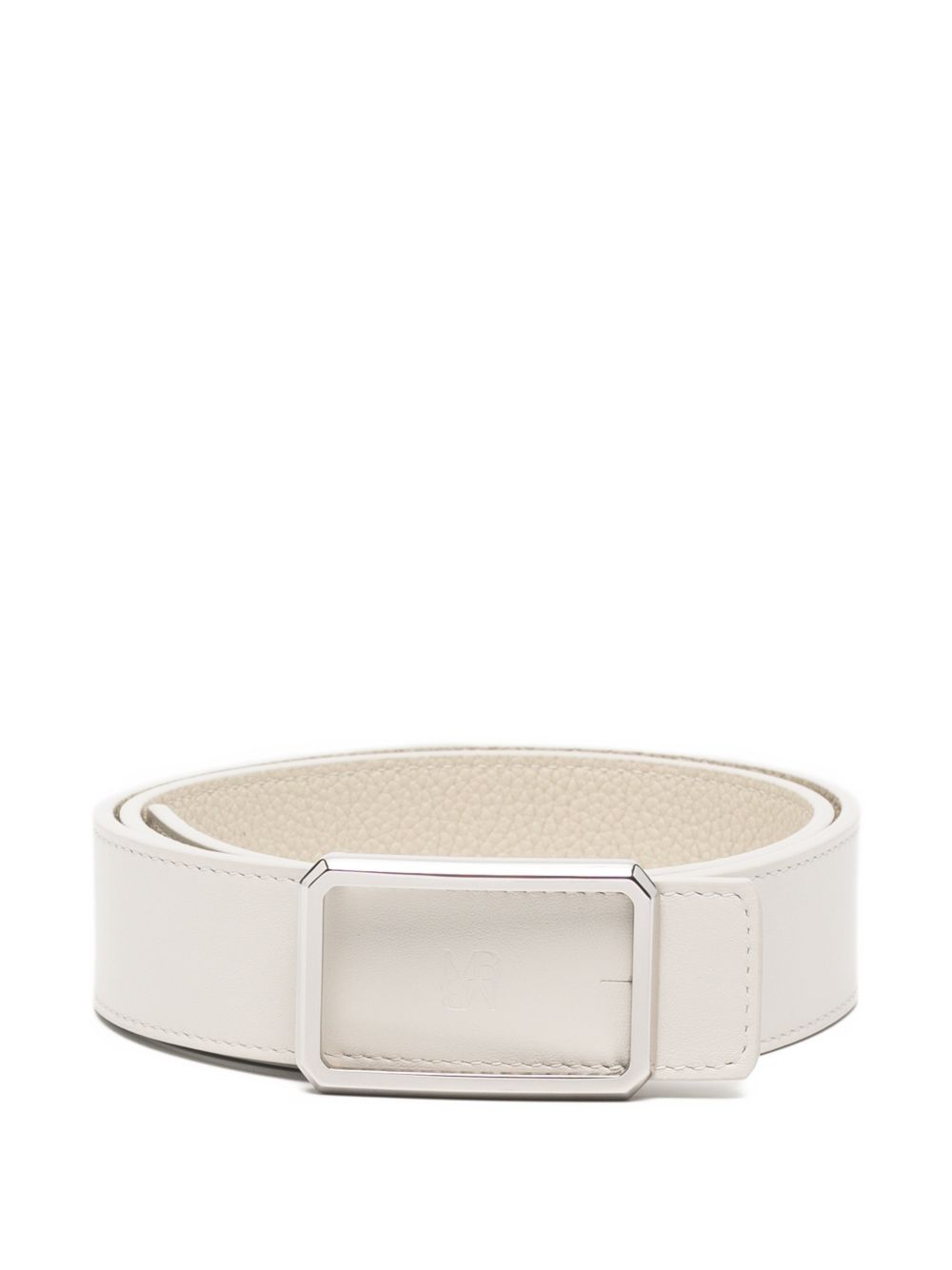 MAISON BOINET Leather with Rectangular Buckle Belt — Ivory