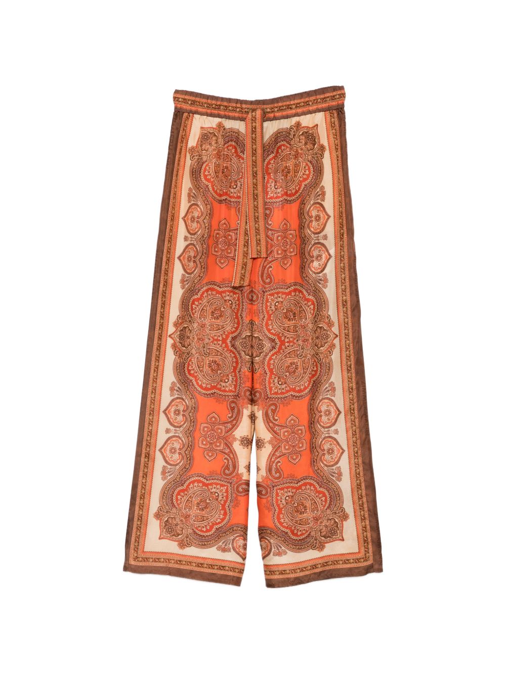 Zimmermann Paisley-Print Silk Trousers — Orange