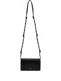 Jil Sander Embossed Logo Leather Shoulder Bag — Black