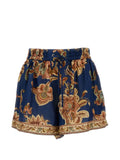 Zimmermann Floral-Print Silk Shorts — Navy