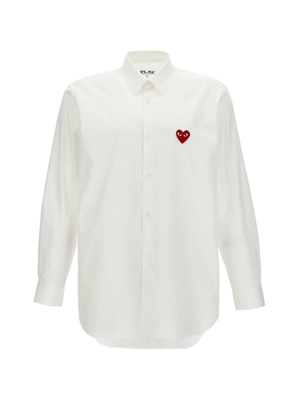Comme Des Garcons Red Heart Appliqué Shirt — White
