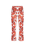 Dolce & Gabbana Maiolica-Print Silk Trousers — Red