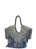 Zimmermann Woven Fringe Tiered Tote Bag — Blue