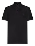 Giorgio Armani Logo-Embroidered Cotton Polo — Black