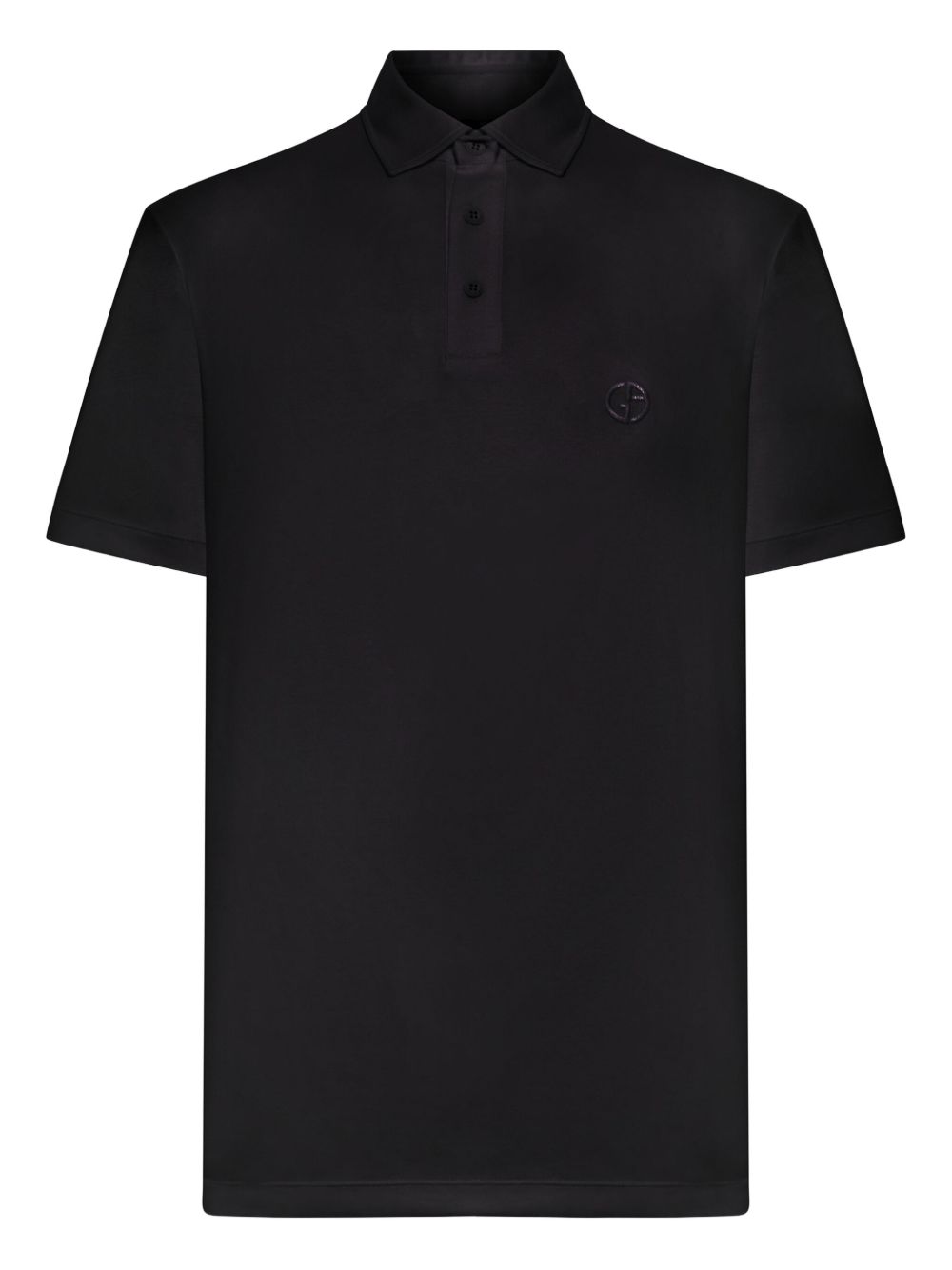 Giorgio Armani Logo-Embroidered Cotton Polo — Black