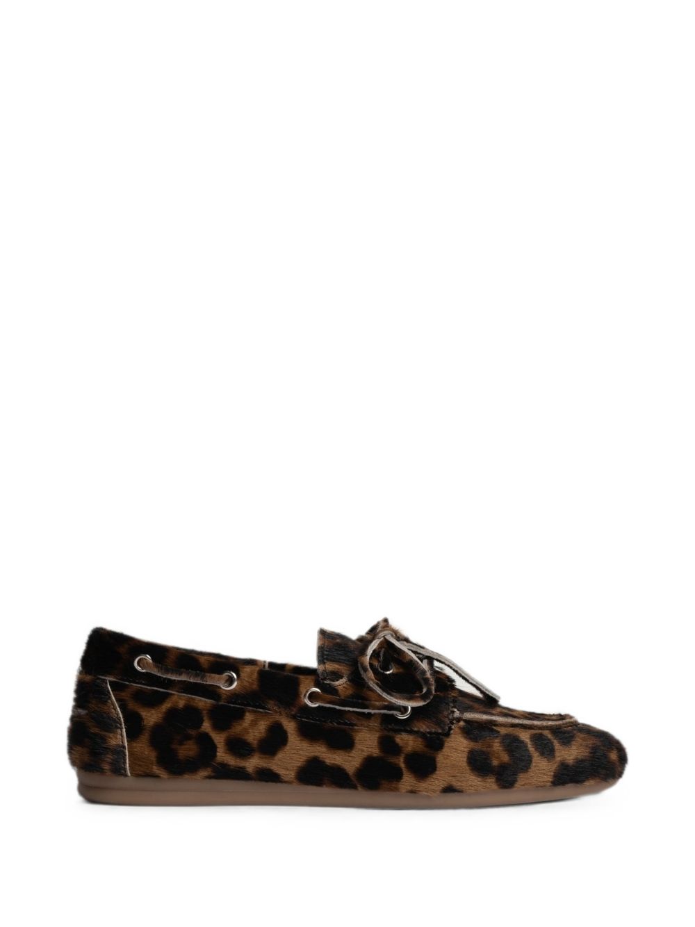 POSA Leopard-Print Calf Hair Loafers — Brown