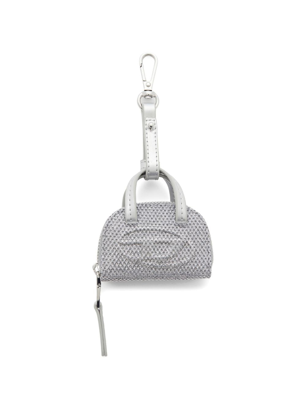 Diesel Sparkly Textured Charm Mini Bag — Silver